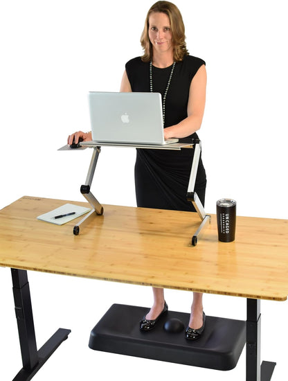 WorkEZ Cooling Adjustable Laptop Stand for Desk w/Fan USB Ports Mouse Pad Ergonomic Foldable Laptop Stand Portable Computer Stand Laptop Riser, Silver
