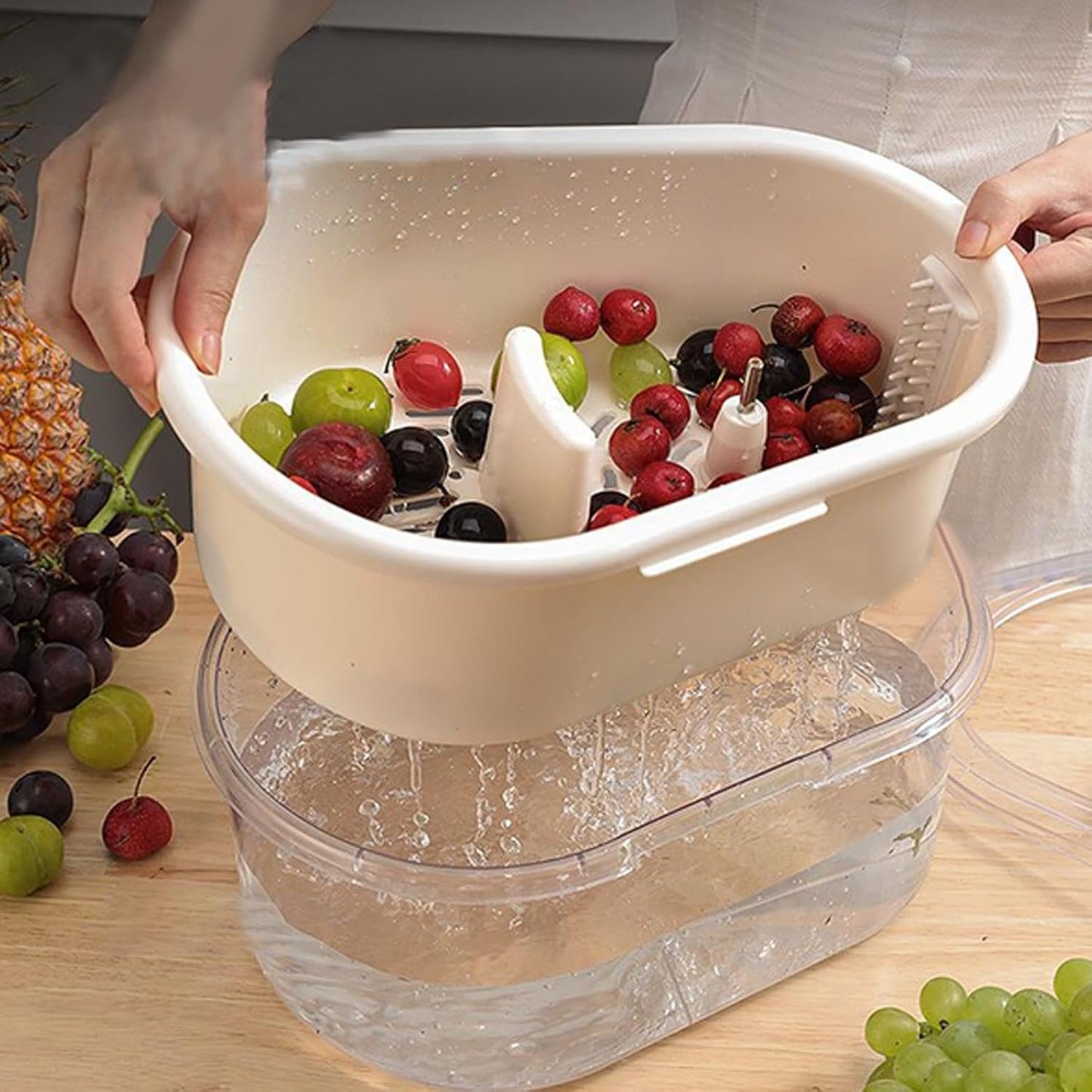 Fruit Washer - Salad Spinner | Kitchen Gadgets | Kitchen Food Prep Tool | Lettuce Spinner & Fruit Veggie Wash | Labour-Saving Gadgets for Strawberry, Lettuce, Blueberries, Cherry Tomato