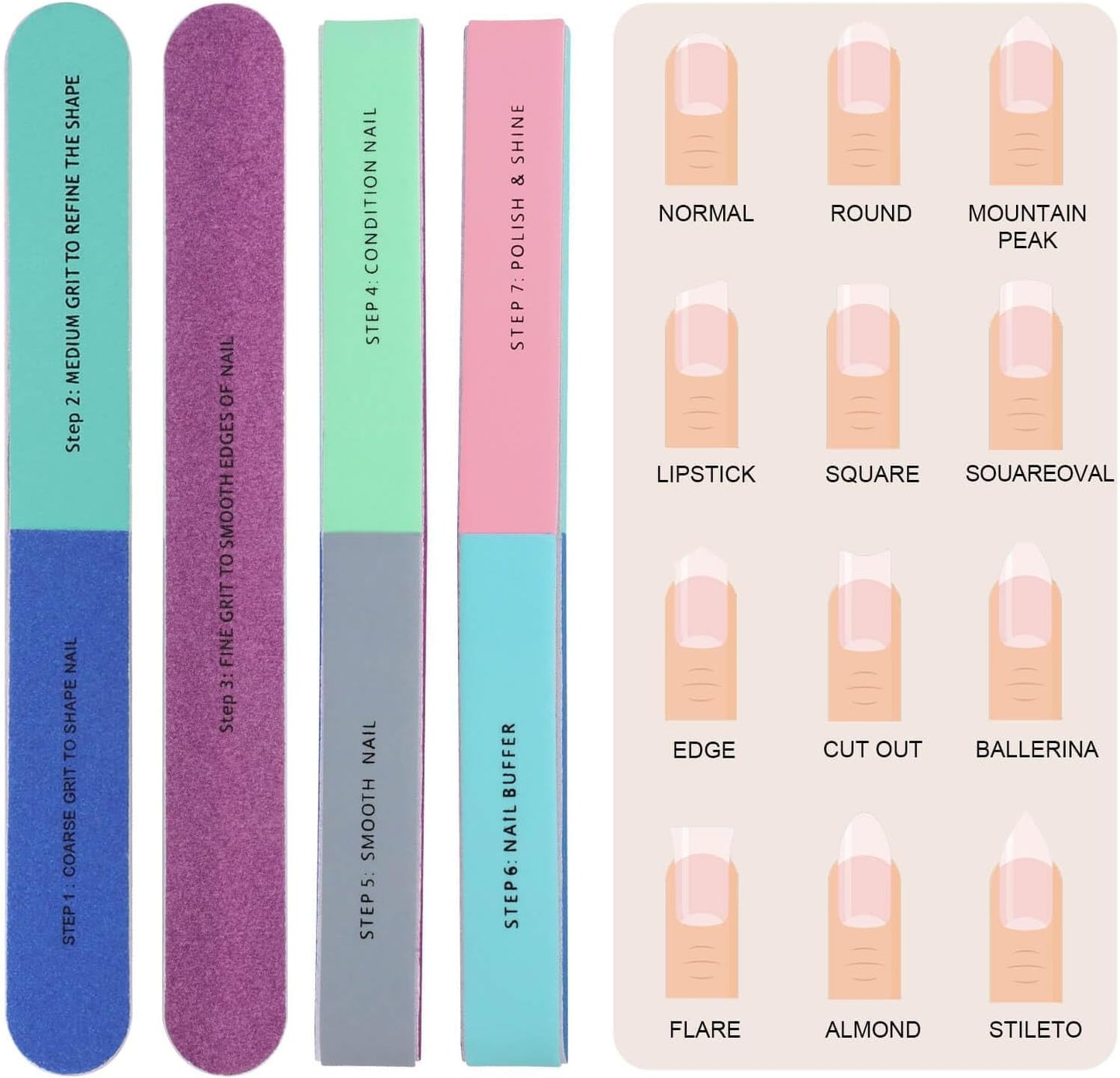 Professional Nail Buffer Block, Nail Buffer for Natural Nails, All-in-One Smooth & Buff & Shine for Nail Care, 12 Pack.