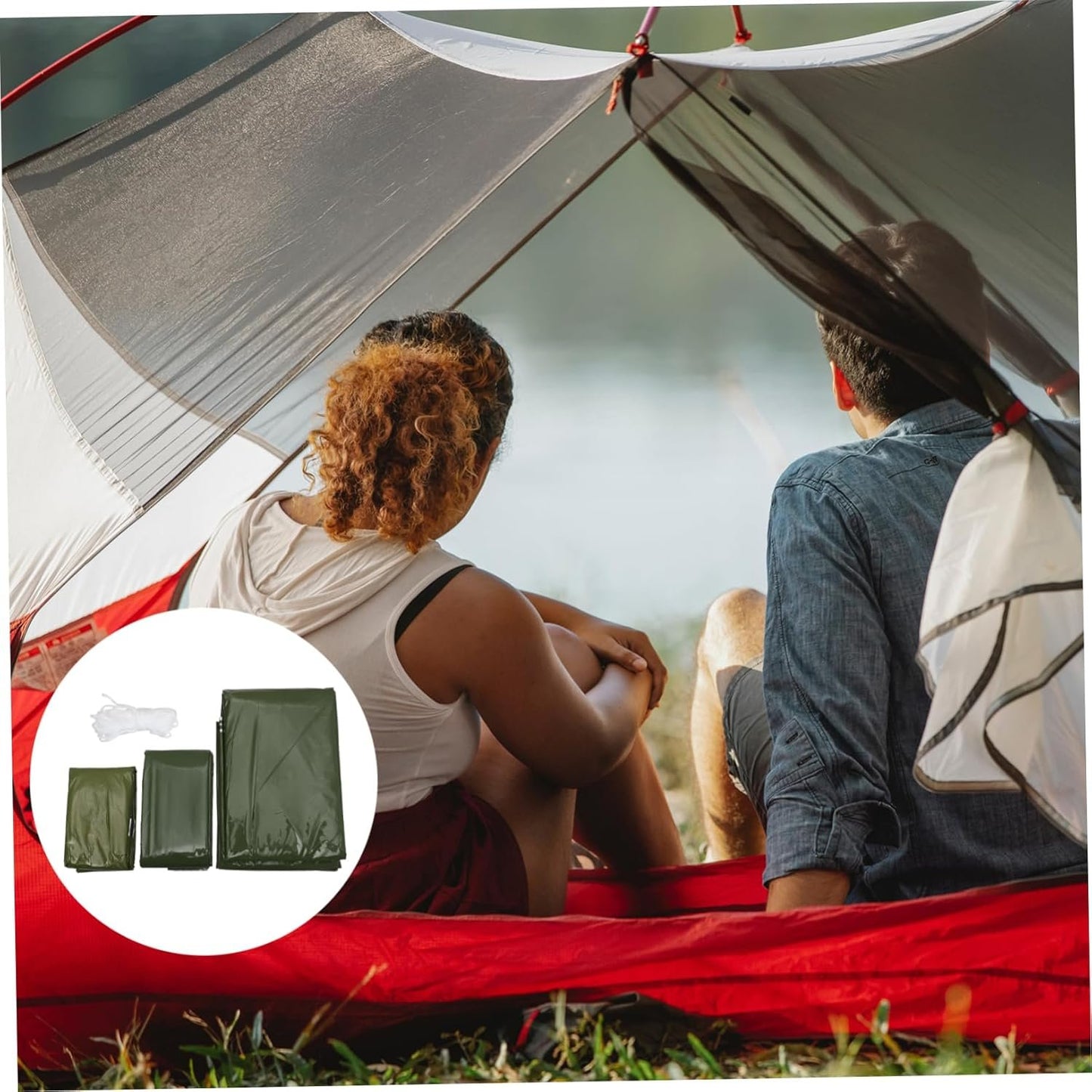 Emergency Tent Set Outdoor Camping Tent Sleeping Pouch Emergency Sleeping Bag Camping Tents Camping Sleeping Blanket Travel Pe Tear-Resistant Material Blanket Insulation