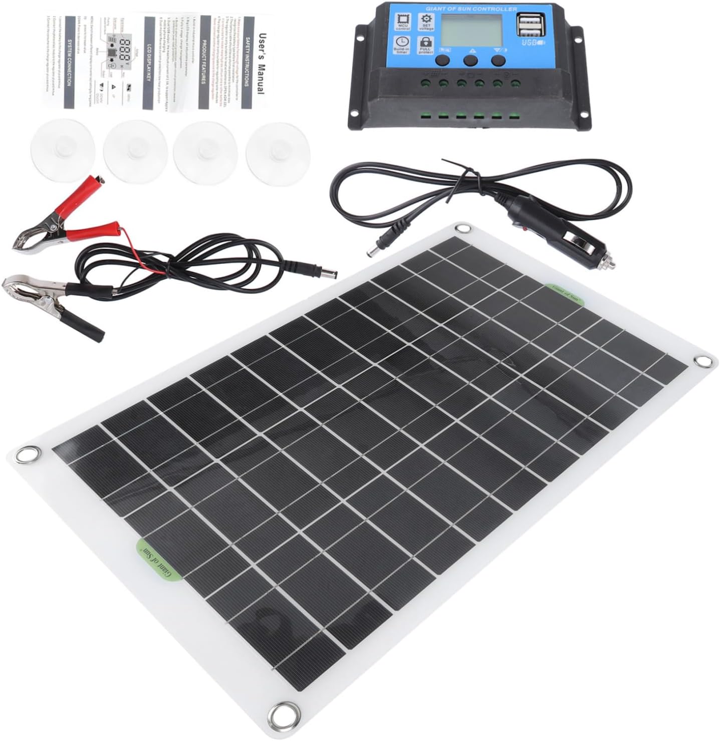 KONTONTY 1set Portable Solar Panel Kit for Camping Hiking and Power Lightweight High Conversion Efficiency Suitable for Rvs Cars and Outdoor Activities
