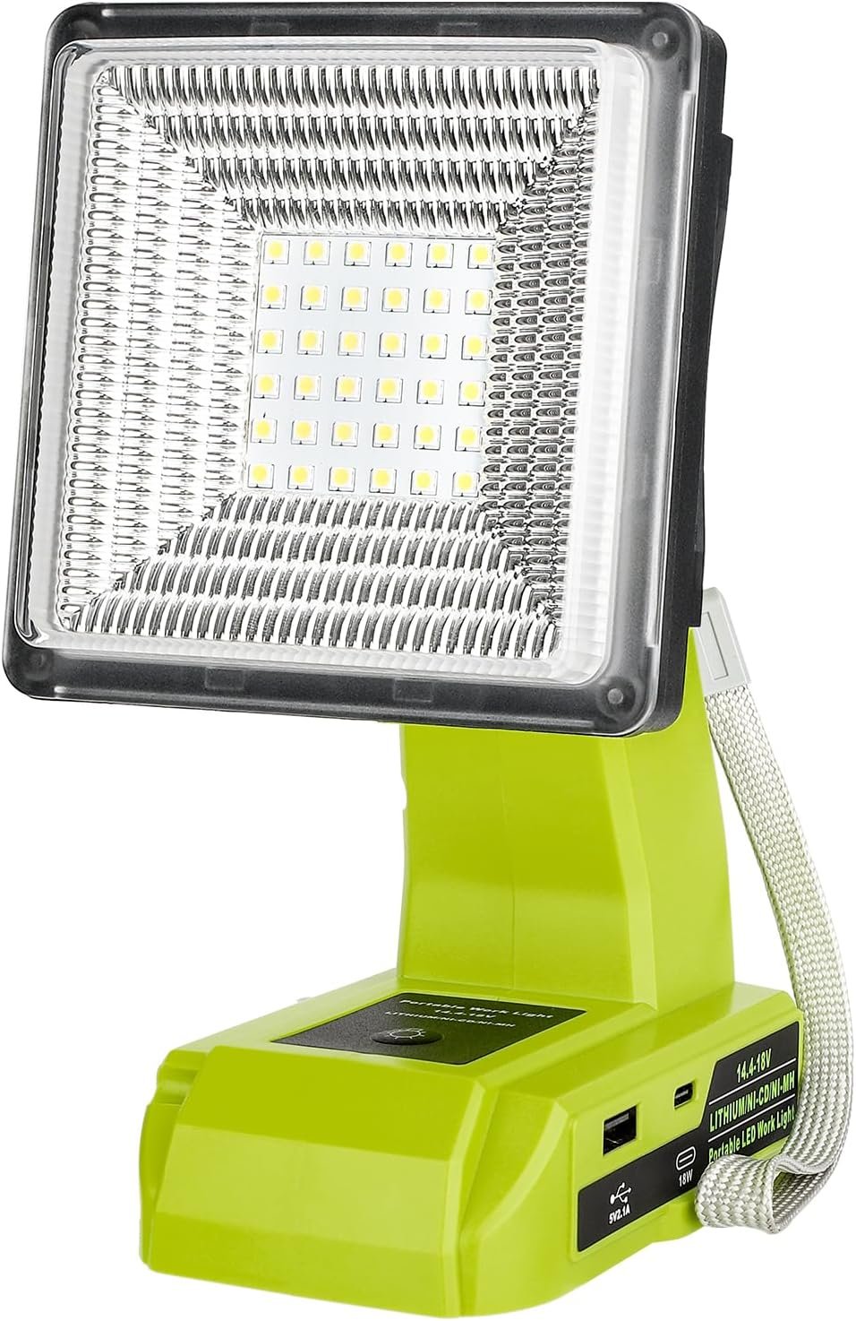 Adisipsoarin Cordless LED Work Light for Ryobi 18V Battery, 25W LED Floodlight with USB-A&USB-C 2.1A Fast Charging Ports for Jobsite, Car Repairing, Camping, Emergency