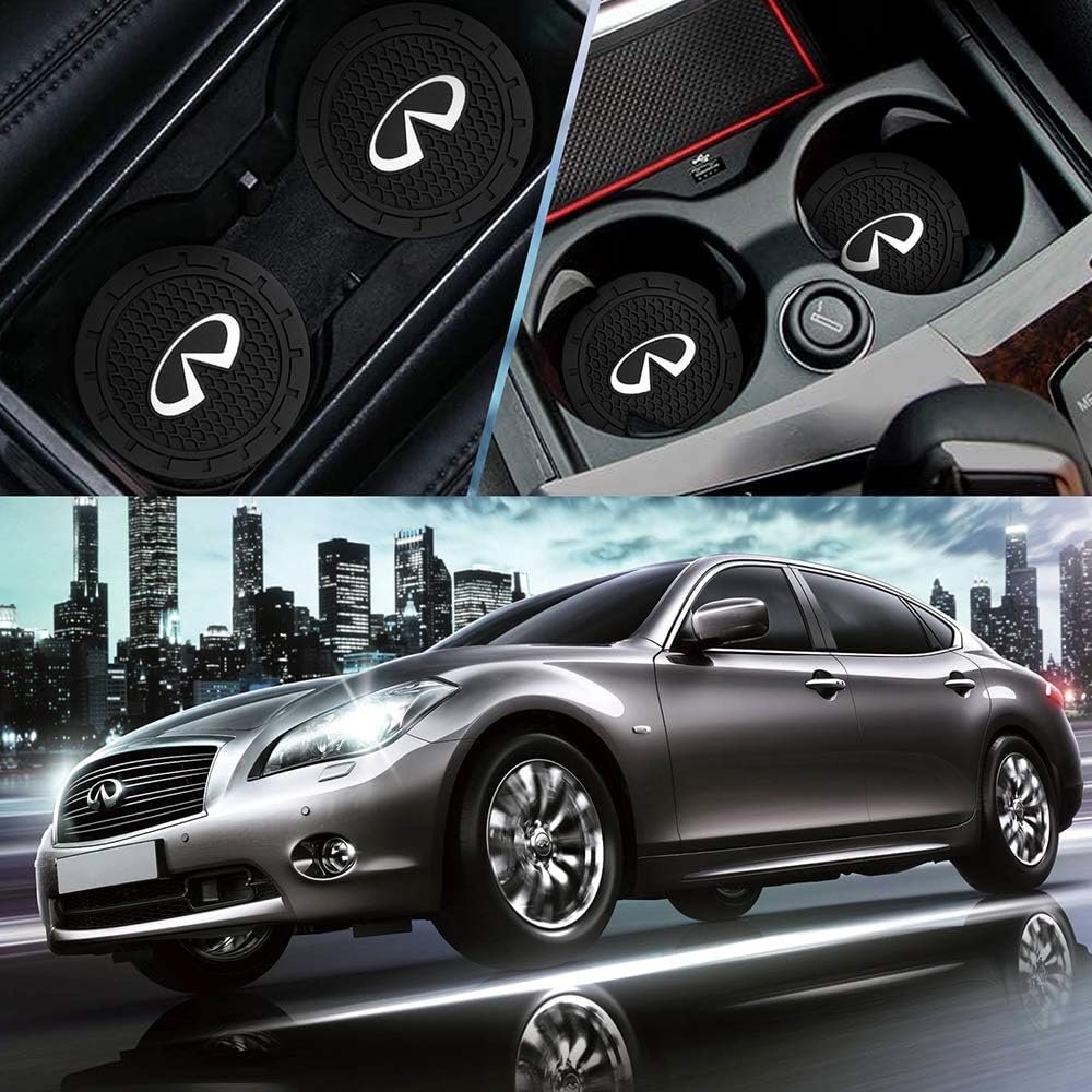 Kacichi Car Interior Accessories for Infiniti Cup Holder Insert Coaster - Silicone Anti Slip Cup Mat for Infiniti QX50 Q50 Q70 Q70L Q60 QX30 QX60 QX80 (Set of 2, 2.75" Diameter)