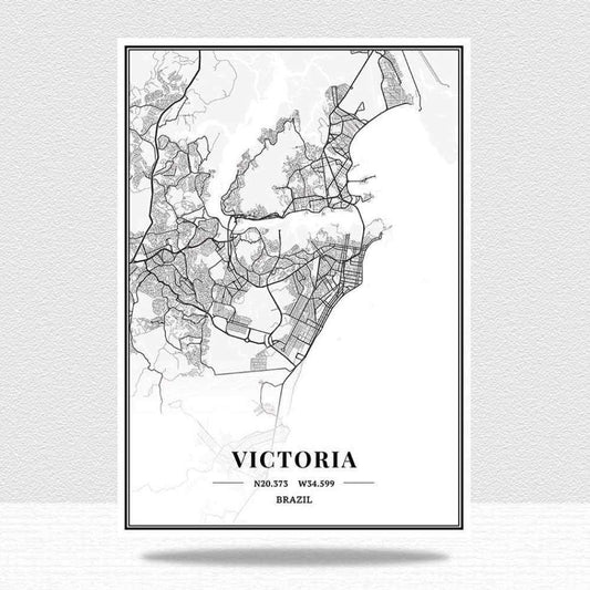 Stampa su Tela Mappa della Città del Brasile Pittura su Tela Poster Vintage Stampe d'Arte Oggettistica per La Casa Soggiorno Decorazione della Parete della Camera da Letto Regalo, Come Mostrato, 15