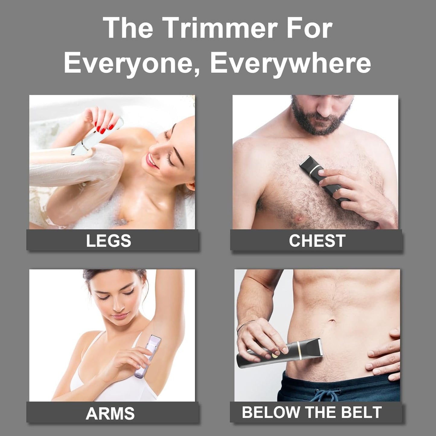 Body Hair Trimmer Men Painless Body Groomer & Ball Trimmer,3 in 1 Pubic Hair Trimmer for Men,USB Recharge Dock,Replaceable Ceramic Blade Heads,IPX7,Mens Grooming Kits,Black