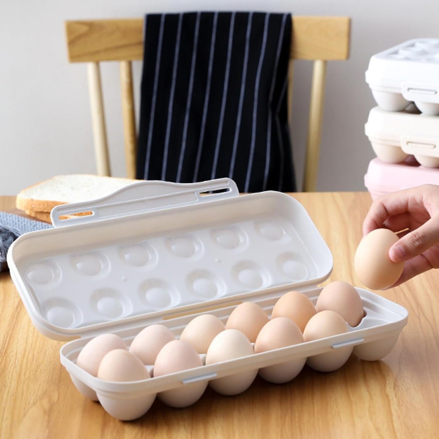 Covered Egg Holders, 2Pcs Reusable Deviled Egg Tray Carrier with Lid, 12 Grid Plastic Storage Container, Stackable Space-Saving Plastic Holder Tray for Kitchen Restaurant