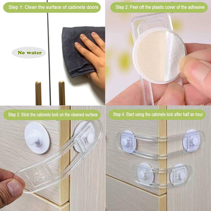 HKYLRAT 10 PackChild Safety Cabinet Locks,Baby Proofing Latches to Cabinets Drawer Door Fridge Oven Toilet Seat Kitchen Cupboard Appliance Trash Can, Adjustable Strap No Drill No Tool (10x 11.3cm)