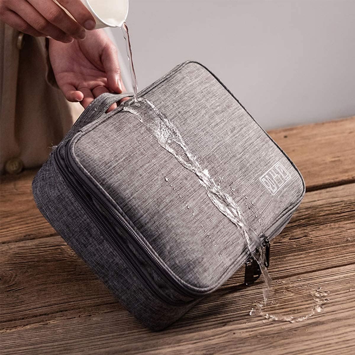 Electronic Organizer Bag Universal Travel Carry Bag Double Layer Cable Charger Adapter Mouse Mobile Phone Charging Cable Black