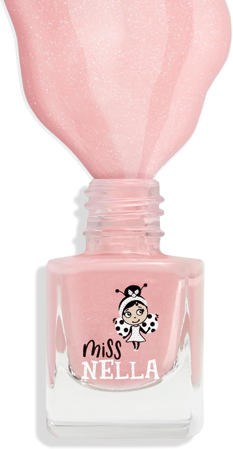 Miss Nella Cheeky Bunny Special Pink Glittery Nail Polish for Kids with Peel-off Water Based Formula by MissNella
