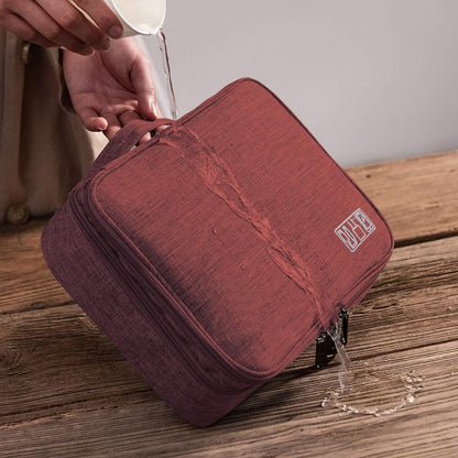 Ruyosn Waterproof Electric Cable Organizer Bag – Double Layer Travel Cable Holder – Organizes Electronic Accessories, Red