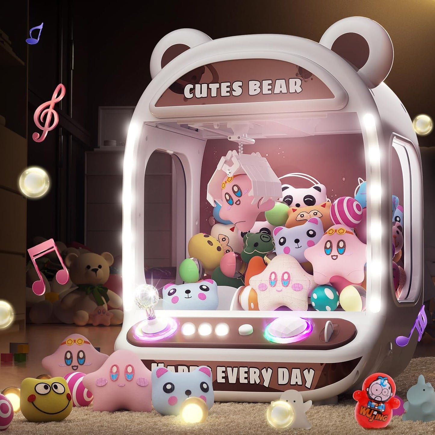 Skirfy Claw Machines for Children, Unicorn Toys for Girls Ages 6 and up, Mini Vending Machine for Arcade Games with Squishy Fidget Toys, Claw Machine, Easy to Control, Brown