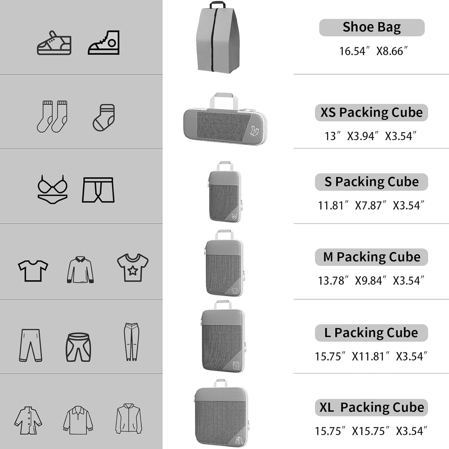 SINZUX Space-Saving Suitcase Organizer, Set of 6 Compression Packing Cubes Travel Organizer, Ultralight Expandable Compression Organizers Suitcase Travel Dividers Suitcase for Traveling