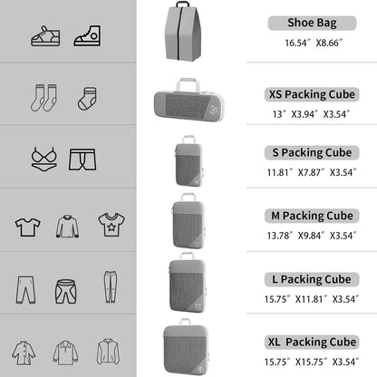 SINZUX Space-Saving Suitcase Organizer, Set of 6 Compression Packing Cubes Travel Organizer, Ultralight Expandable Compression Organizers Suitcase Travel Dividers Suitcase for Traveling