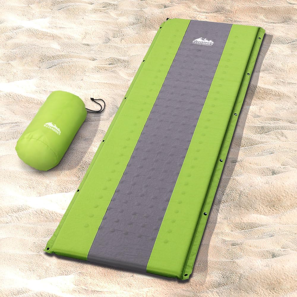Weisshorn Single Camping Air Mattress, Self Inflating Blow Up Mattresses Bed Sleeping Pad Mat Outdoor Tent Caravan Road Trip Travel Hiking Gear, with Carry Bag Water Resistant Green
