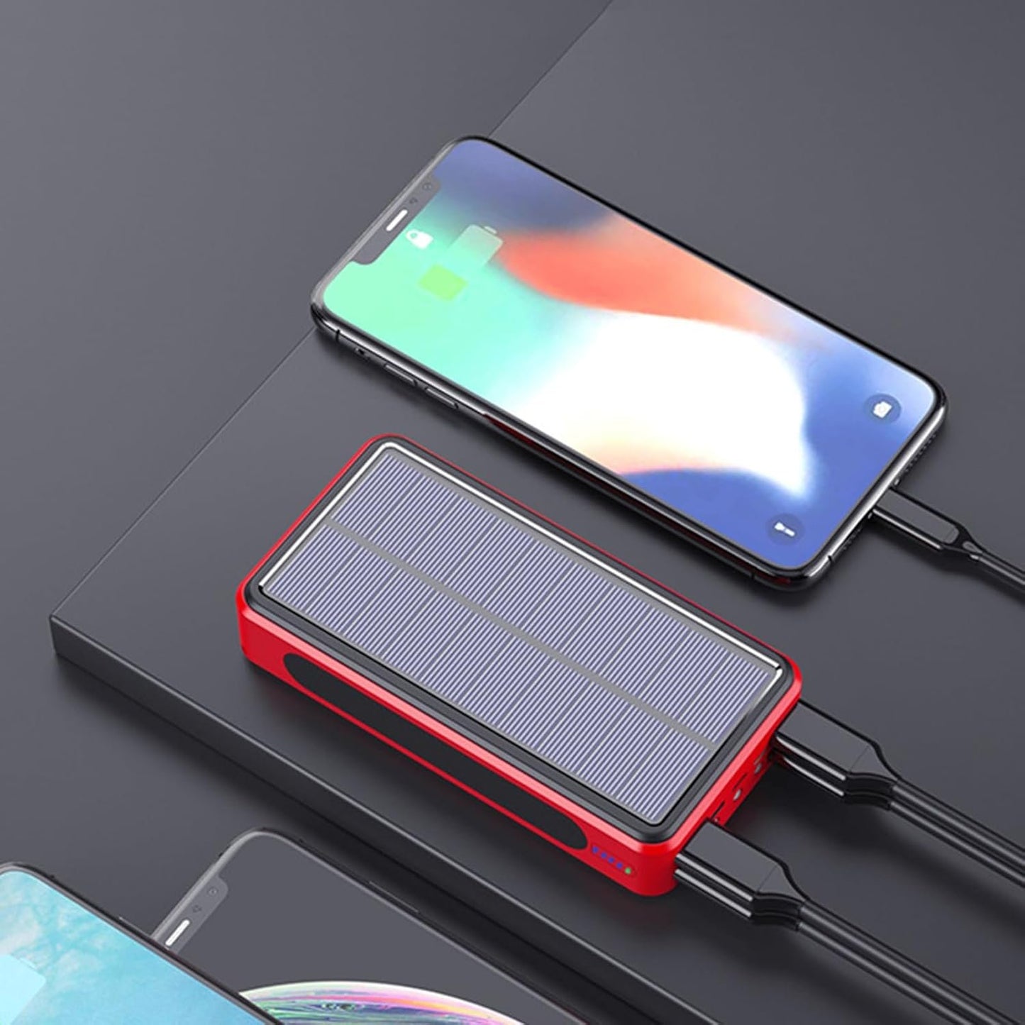 Solar Charger Power Bank - Solar Power Bank Cell Phone Charger | Large Capacity Solar Charger | 20000mAh Waterproof Equipment, Battery with Light for Camping, Traveling, Commuting, Picnic