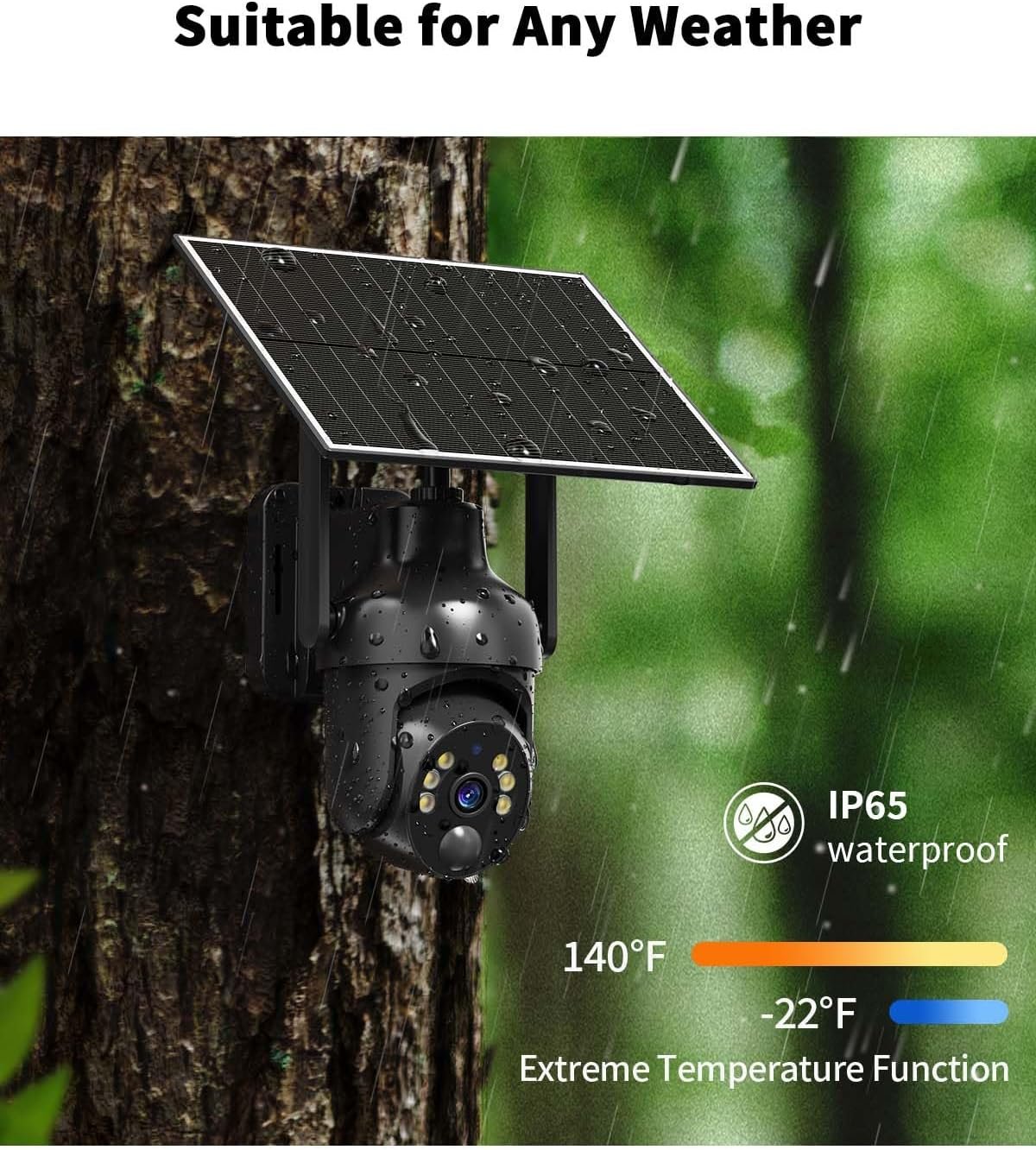 4G LTE Cellular Security Camera with Unlimited Data Plan, 2K Color Night Vision, 360° Live View, Motion Alerts, Remote Access, Solar No WiFi Security Camera for Outdoors (Jobsite, Farm etc.)