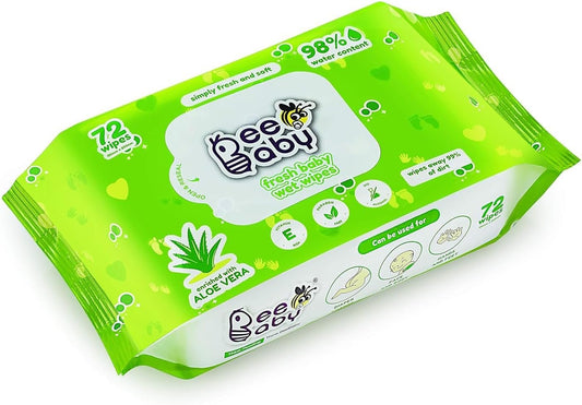 Bee.Baby. Fresh Aloe Vera Baby Wet Wipes - 1 Pack of 72 Pieces