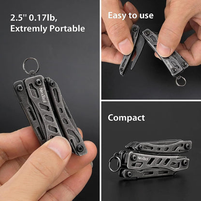 NexTool Multitool 10-in-1 with Keychain Ring, Multi Tool with Needle Nose Pliers, Scissors, Knife, Cutter, Screwdriver, Small Pocket Knife for Outdoor, Black
