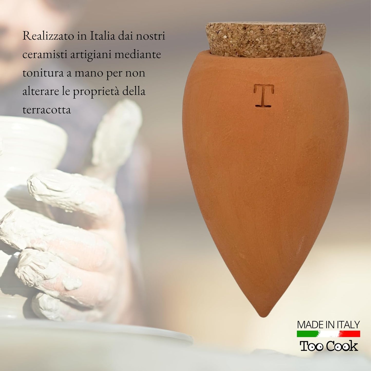Toocook Artisan Terracotta Olla for Automatic Watering Ecological and Natural for Indoor and Outdoor Plants with Approximately 7 Days Autonomy – Handmade – 250 ml