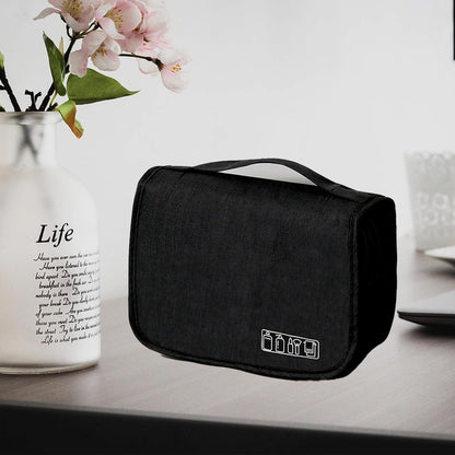 Aussi Valup Hanging Toiletry Bag, Waterproof Travel Makeup Organizer for Women, Portable Wash Bag for Camping and Outdoor, Multifunctional Travel Cosmetic Bag with Ample Capacity (Black)