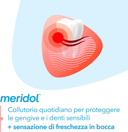 Meridol Antibacterial Mouthwash 400 ml, Soothes Irritated Gums, Protects Enamel, Fights Plaque Bacteria, Prevents Gum Bleeding, 0% Alcohol