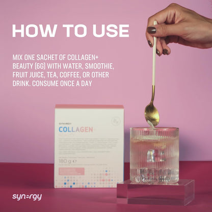 Synergy Worldwide Collagen+ Beauty 180g | 5000mg Marine Collagen | Hyaluronic Acid, Resveratrol, Vitamin C and Zinc | Skin, Hair, Nails and Joints | 30 Servings