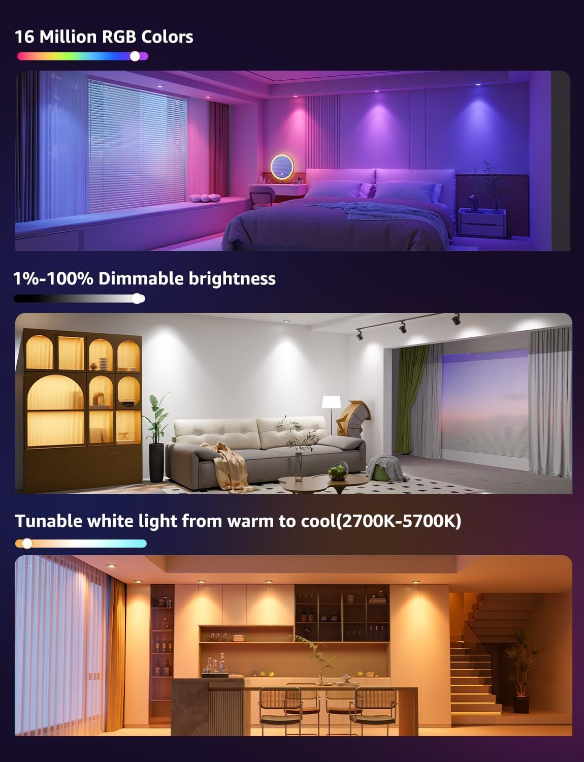 Lepro BG1 GU10 LED Bulbs, Smart Light Bulb RGBCW Dimmable Color Changing, Compatible with Alexa & Google Assistant, AI Voice Control via App, Music Sync, 2.4G WiFi Only, 4 Pack