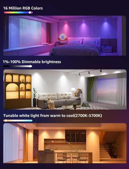 Lepro BG1 GU10 LED Bulbs, Smart Light Bulb RGBCW Dimmable Color Changing, Compatible with Alexa & Google Assistant, AI Voice Control via App, Music Sync, 2.4G WiFi Only, 4 Pack