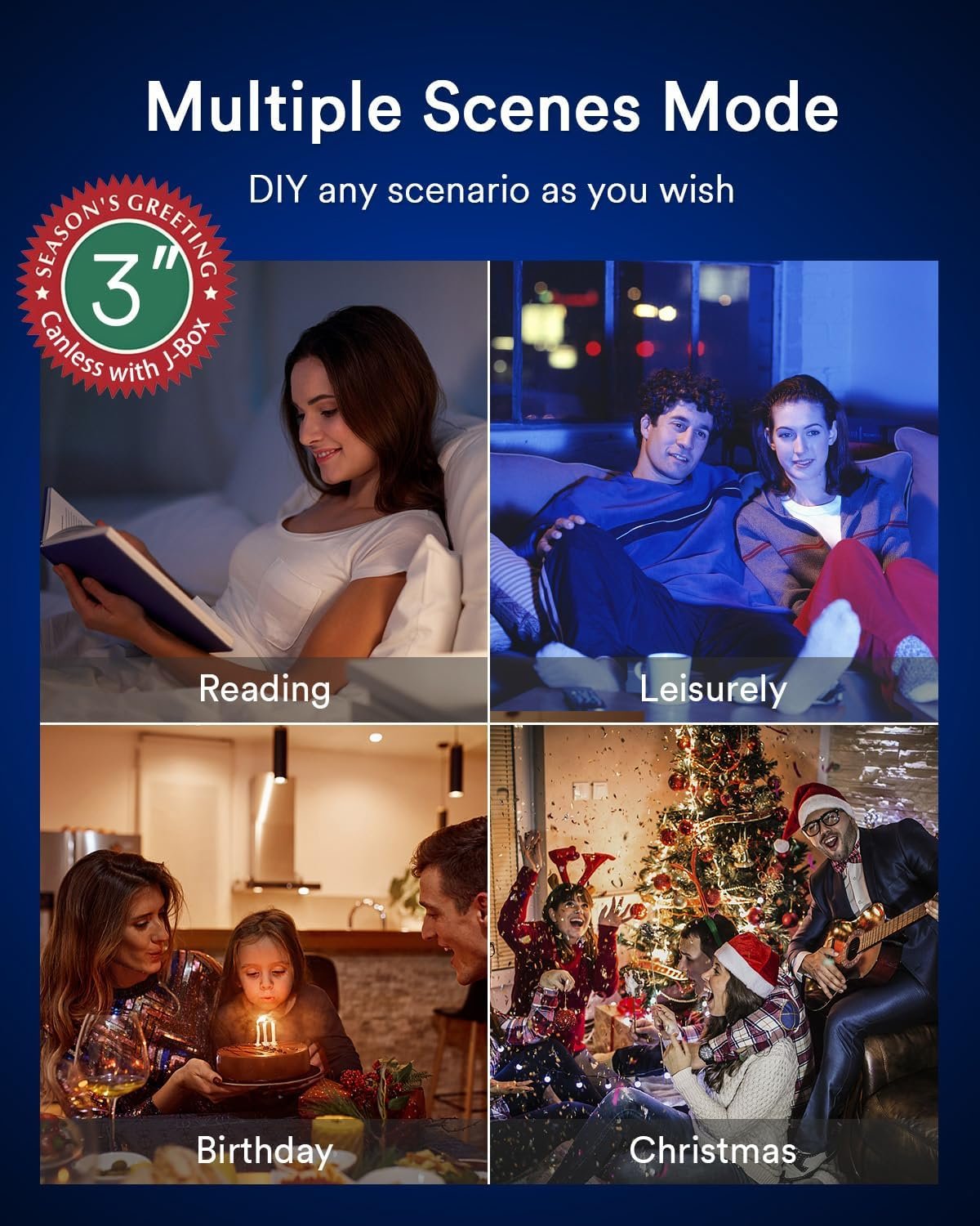 Lumary 3 Inch Smart Recessed Lighting WiFi Bluetooth Smart LED Recessed Lights 7W 350LM LED Wafer Downlight with Junction Box Compatible with Alexa/Google Assistant(1 Pack)