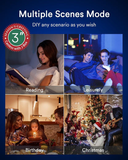 Lumary 3 Inch Smart Recessed Lighting WiFi Bluetooth Smart LED Recessed Lights 7W 350LM LED Wafer Downlight with Junction Box Compatible with Alexa/Google Assistant(1 Pack)