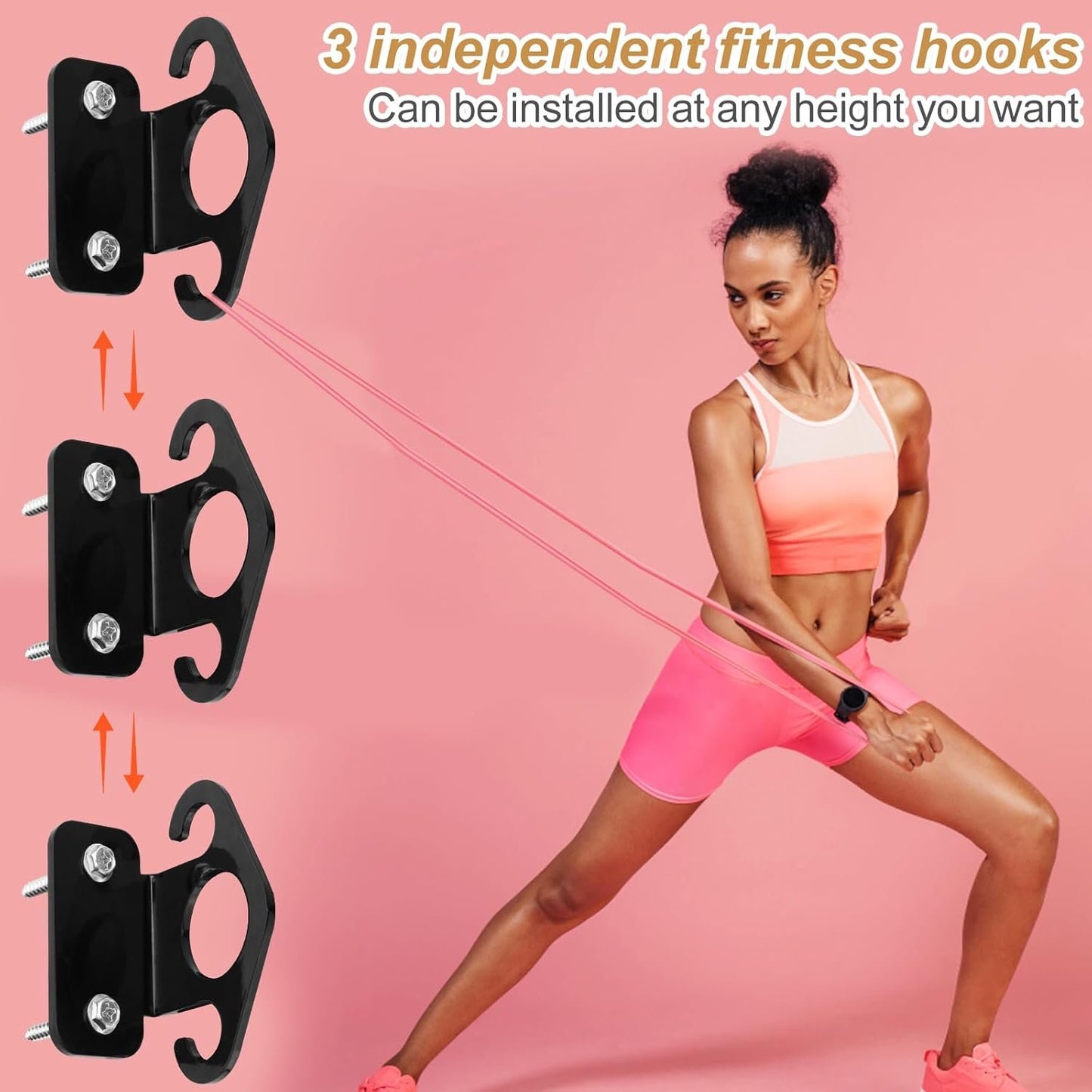 3pcs Resistance Band Anchor, Wall Mount Workout Anchors Resistance Band Hooks with Screws Home Suspension Training Kit Resistance Band Accessories for Home Gym Workouts