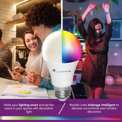 E26 Smart Bulb - Ampoule Intelligente - Alexa Compatible + Google Home Compliant, Colour Changing, LED Smart Light Bulb (10W) Dimmable from The App - Works with 2.4 GHz WiFi