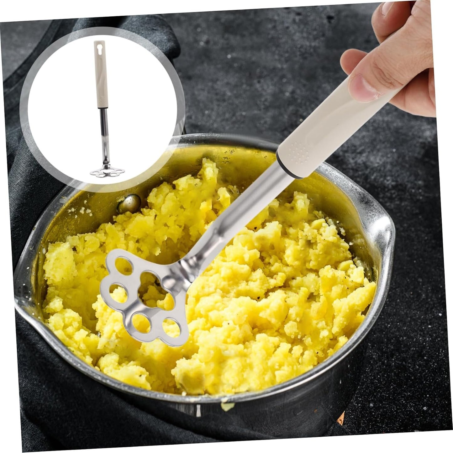 DECHOUS Food Prep Tool Small Potato Masher Design Manual Stainless Steel Masher Nonstick for Fruits Vegetables