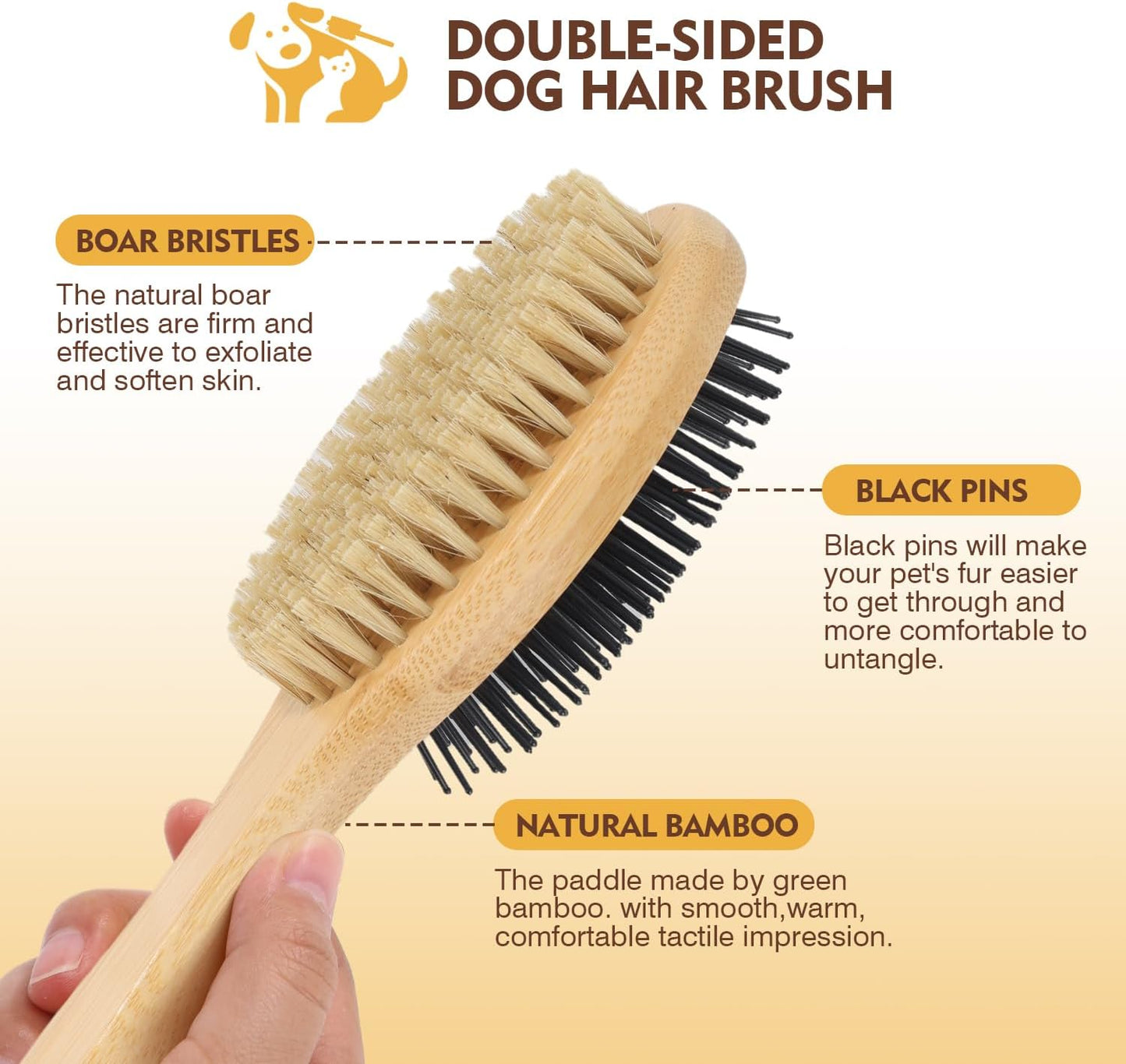 ElighMoo Dog Grooming Brush Kit,Deshedding Dog Brush for Shedding Short Hair Dogs with Pet Nail Clipper and File, Two Sided Pet Brushes for Dogs Removing Dirt & Loose Hair(7PCS) BLACK