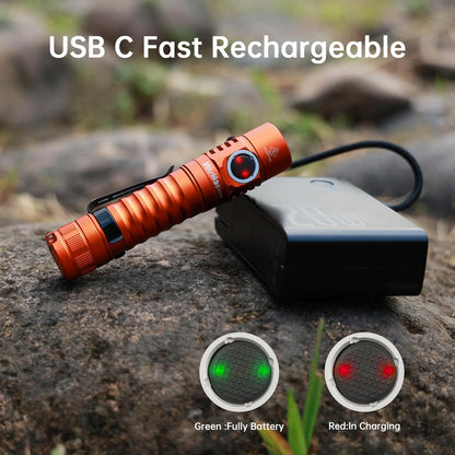 Wurkkos FC11C LED Flashlights Rechargeable -Small Powerful EDC Flashlight 90CRI 1200 High Lumen, IP67 Waterproof,Magnetic Tailcap,155M Beam Distance for Garden Dog Walking Emergency(Orange 4000K)