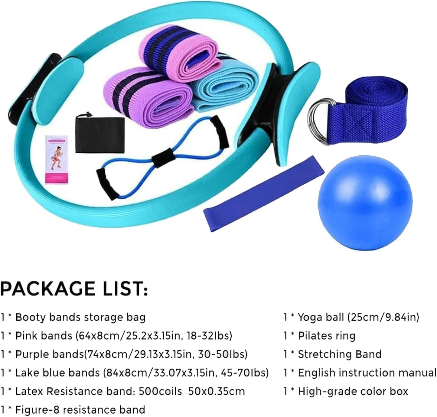 Pilates Essentials Kit for Women,Better Me Pilates Kit,Pilates Rings Booty Bands Yoga Ball,Yoga Sets for Women - Complete Set of 11 Accessories,Pilates Equipment for Home Workouts