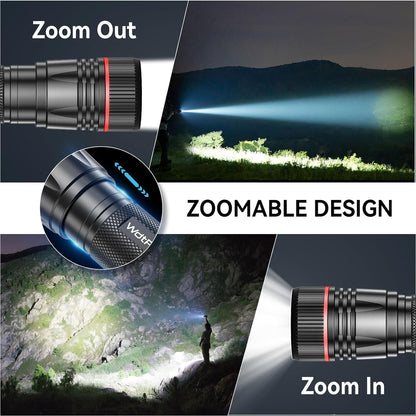 LETMY Rechargeable Flashlights High Lumens, 2 Pack 10H Long Lasting Super Bright EDC Flashlight, LED Mini Tactical Flash Lights for Camping Emergency, Drop & Water Resistant (Battery Included)