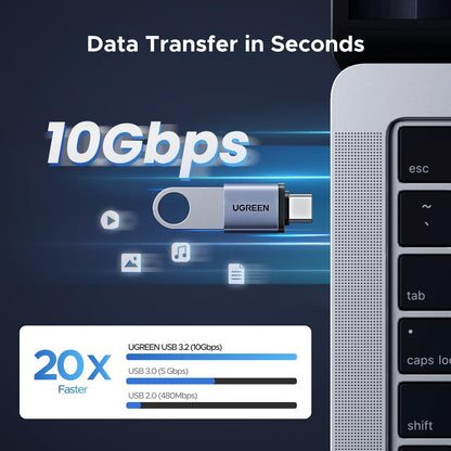 UGREEN 10Gbps USB C to USB Adapter 4 Pack, Aluminum Type C Male to Type A Female Adaptor Thunderbolt 4/3 OTG Converter Compatible with iPhone 15/16, MacBook Air/Pro, Mac mini, iPad, and More(Grey)