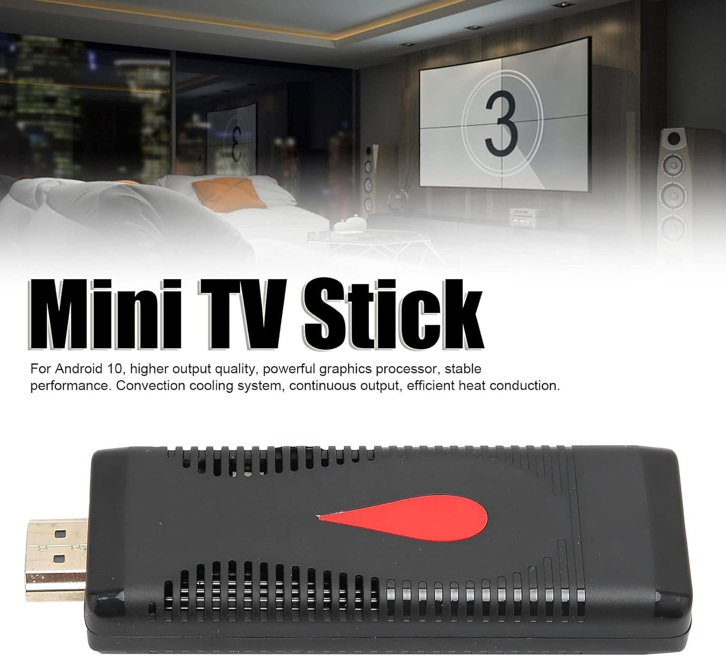 4K HD TV Stick, 2GB RAM + 16GB ROM Portable TV Box Stick for Android 10, HDR Display Smart Television Stick for Business Meetings, Leisure, Entertainment, Family