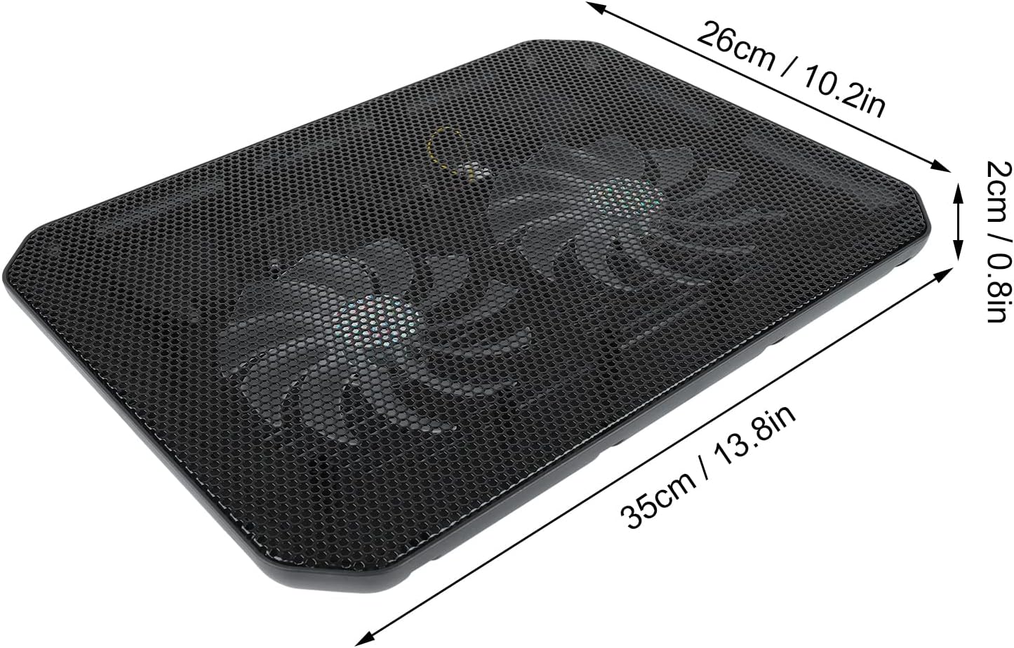 Cooling Pad, 7 Height-Adjustable Laptop Cooling Pad, Cooling Stand Cooler with Two Extremely Quiet Fans, Laptop Cooling Stand with LED Lights, USB Port, for Most (M10B)
