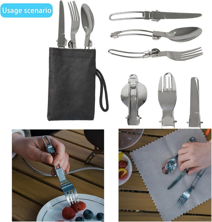 WAILAMHK 14pcs Camping Cookware Mess Kit with Lightweight Pot, Stove, Spork and Carry Mesh Bag, Great for Backpacking Outdoor Camping Hiking and Picnic