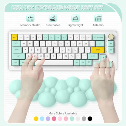 MANBASNAKE Keyboard Wrist Rest,Memory Foam Wrist Pad Smooth Fiber Hand Rest for TKL Keyboard,Ergonomic Nonslip Comfortable Cushion Set,Typing Pain Relief,Support for Office,PC Gaming,Laptop,Mac(Mint Green)