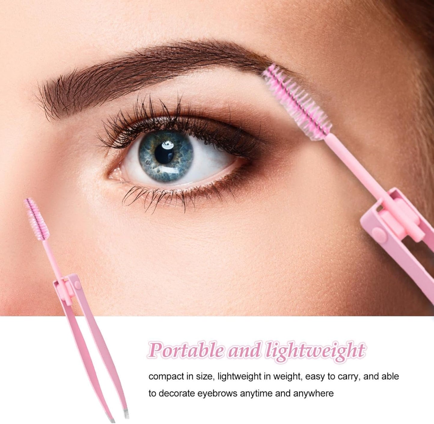 Eyebrow Plucker Tweezers, Hair Removal Tweezers, 2 in 1 Stainless Steel Eyebrow Trimming Tool with Brush, Reusable Hair Arrow Tool, False Eyelash Applicator, Care Tool for Men