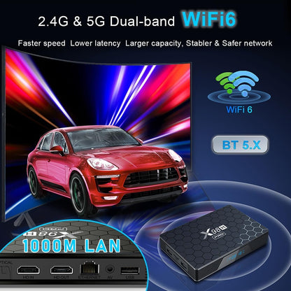 Android 12.0 TV Box 2025, LEFFOT X98H Pro 4K Ultra HD Android Box, 4GB RAM + 32GB ROM, Smart TV Box with HDR10+, 2.4G & 5G WiFi 6, 1000M Ethernet, BT 5.0, Allwinner H618 Quad core ARM Cortex A53