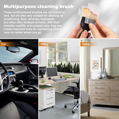 Car Interior Detailing Brush, 2PCS Car Interior Cleaning Soft Brush, Curved Design Car Cleaning Brush Dust Collectors, Car Interior Cleaning Tool Brush with Cover