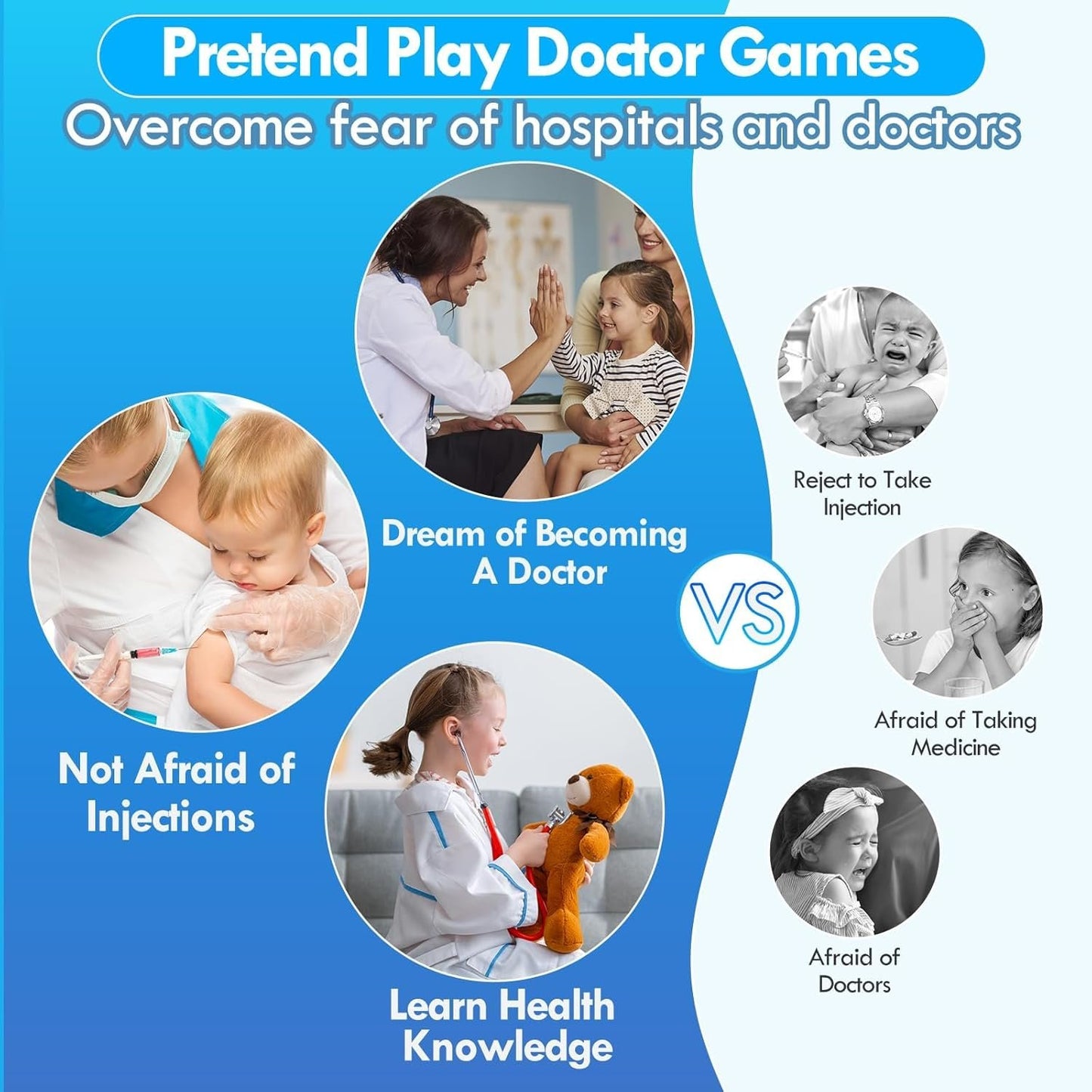 Lehoo Castle Kids Doctor Kit Toy, Pretend Play Doctor Set for Toddlers, Realistic Wooden Medical Kit Role Play Set, Gifts for Boys Girls 3+ Years