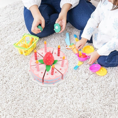 BESTonZON 1 Set Wooden Simulation Cake Dessert Cutting Toy Cake Cutting Toy Wooden Toys Play House Cutting Toys Playing House Toy Cutting Cakes Toy Children Toy Wood Birthday Cake Toy