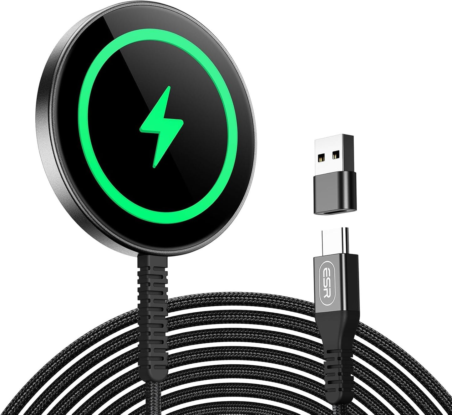 ESR for Magsafe Charger, Charging Pad for iPhone, Wireless Charger iPhone Compatible with iPhone 16/15/14/13/12 Series, AirPods 4/3/AirPods Pro, Strong Magnetic Charger Pad with A/C Cable