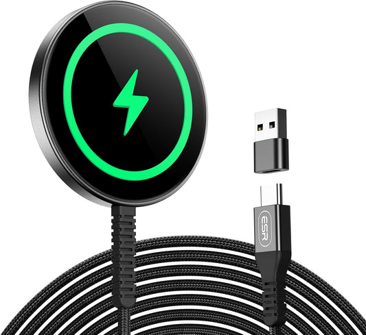 ESR for Magsafe Charger, Charging Pad for iPhone, Wireless Charger iPhone Compatible with iPhone 16/15/14/13/12 Series, AirPods 4/3/AirPods Pro, Strong Magnetic Charger Pad with A/C Cable