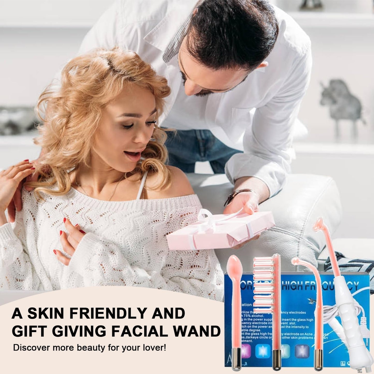 High Frequency Facial Wand, Portable High Frequency Facial Skin Machine, With 4 Different Tubes. Face Skin Therapy Wand, For Wrinkles, Skin Tightening, Dark Circles Under The Eyes (Orange)